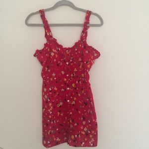 Red Printed Mini Dress